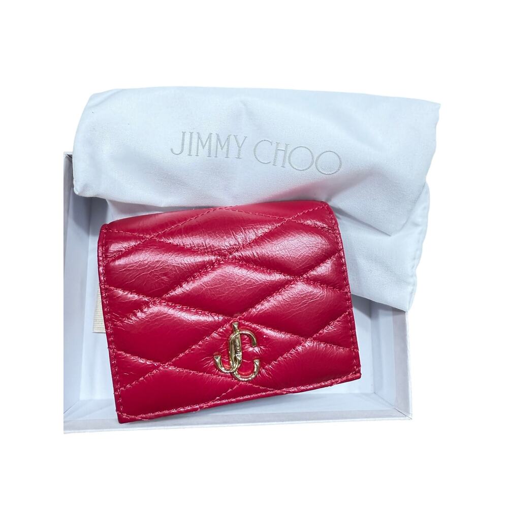 RARE JIMMY CHOO FARONE RASPBERRY CARD WALLET FULL INCLUSION - Picture 2 of 7